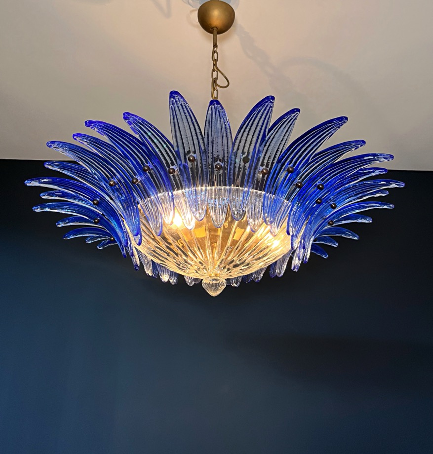 Handblown Murano glass — Palmette Blue