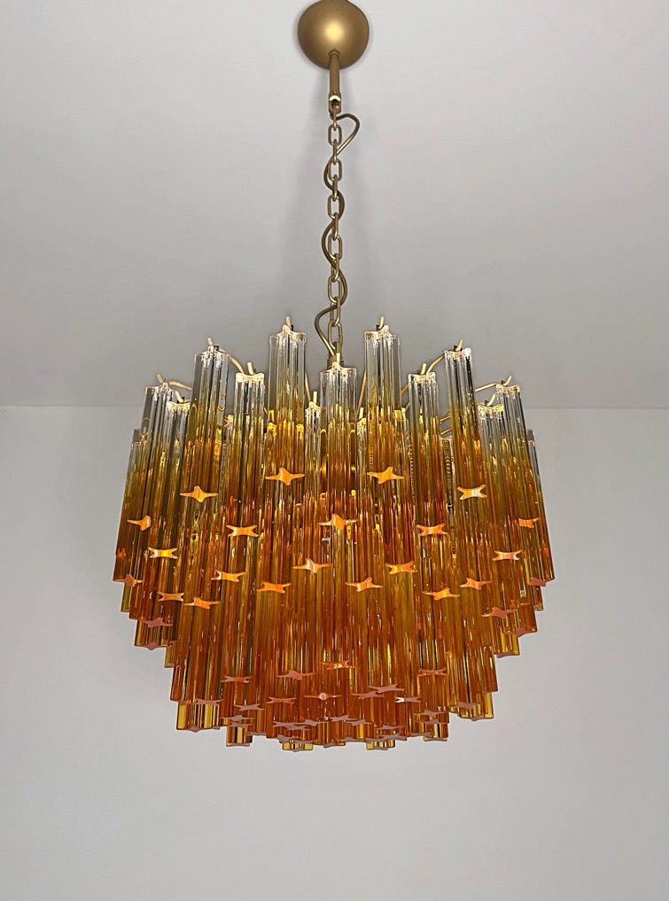 Handblown Murano glass — Quadriedri Amber/Gold