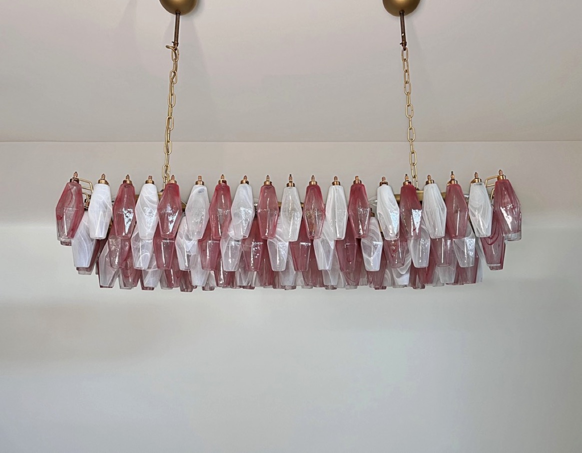 Handblown Murano glass — Poliedri Pink/White