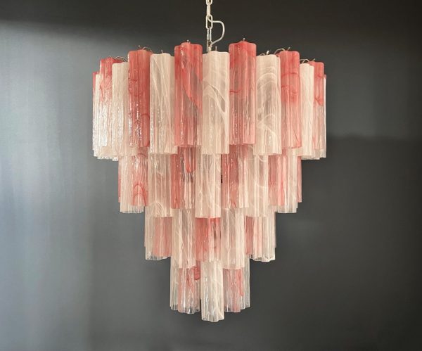 Handblown Murano glass — Tubular Pink/White