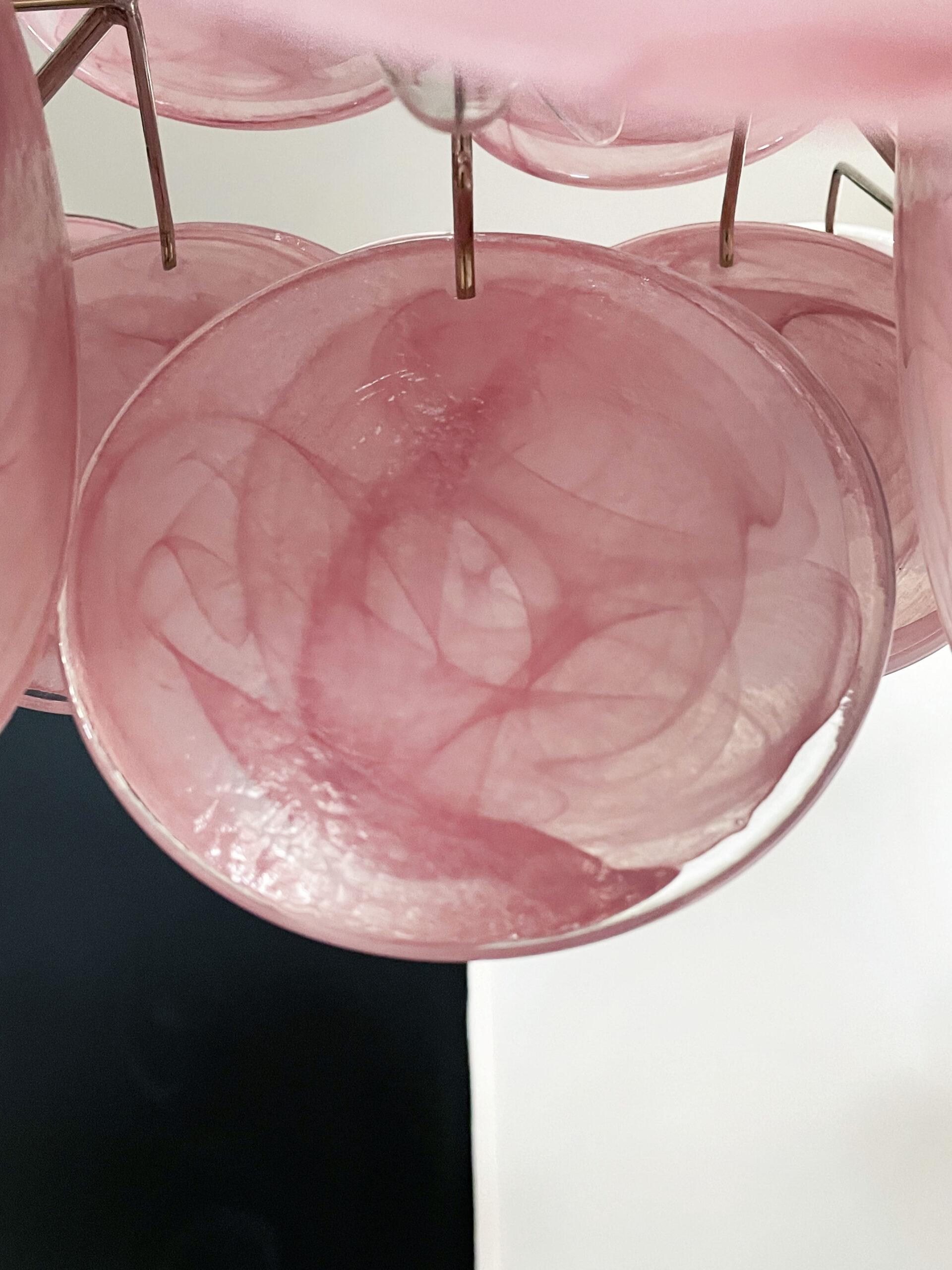 Pink Murano Disks Chandelier – 36 Glass Discs