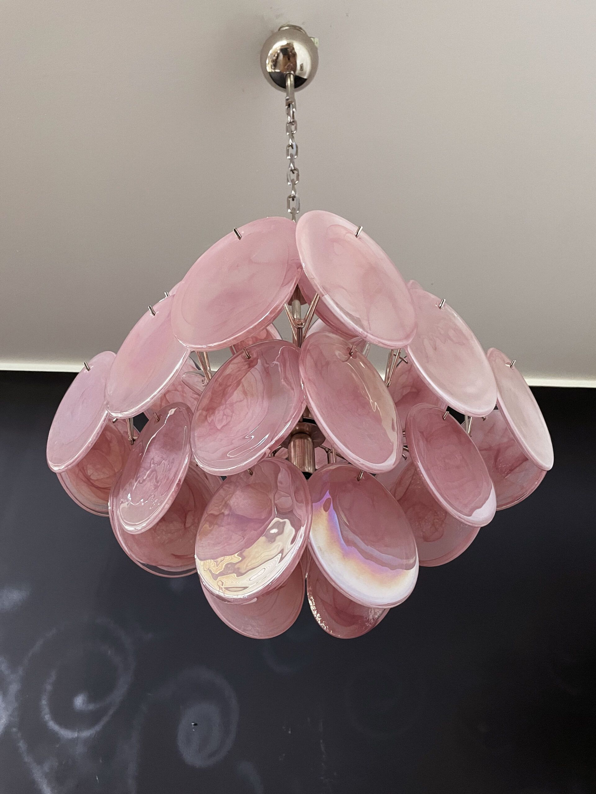 Pink Murano Disks Chandelier – 36 Glass Discs