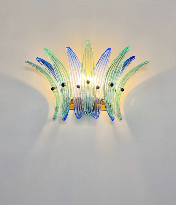 Handblown Murano glass — Palmette Blue