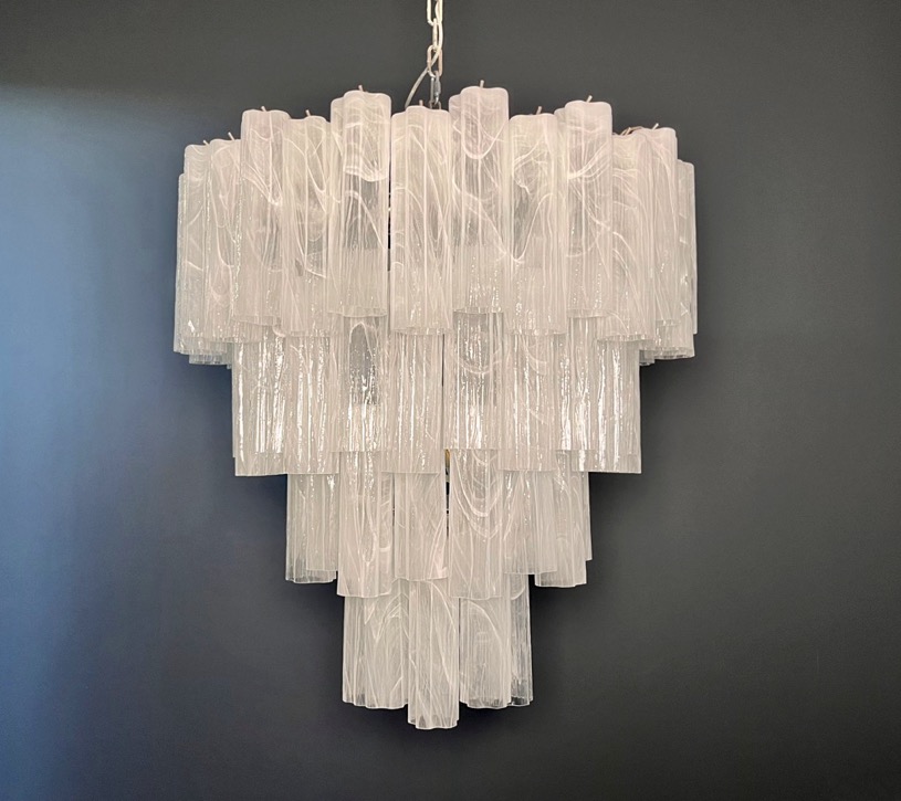 Handblown Murano glass — Tubular White/Red