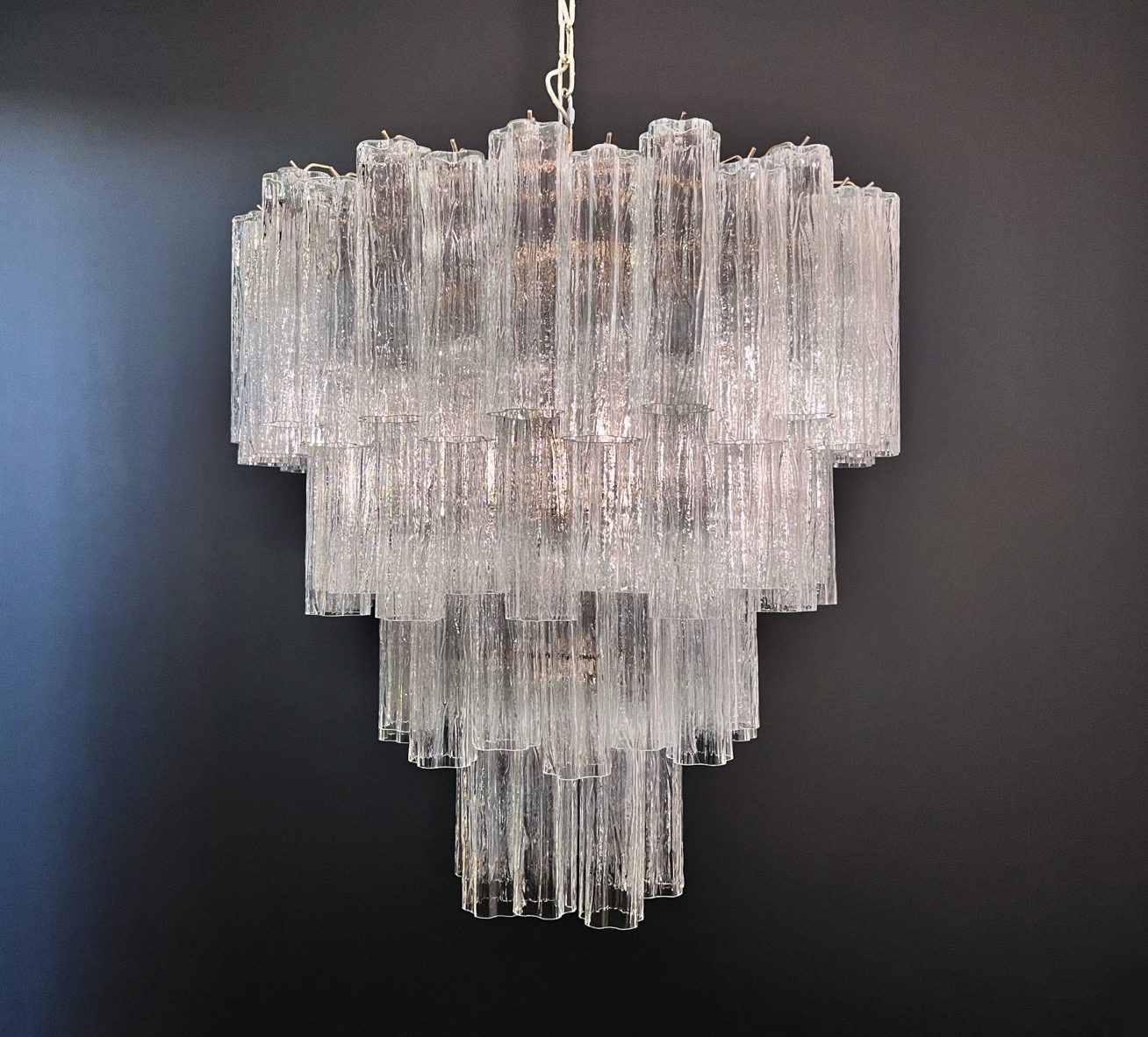 Handblown Murano glass — Tubular Transparent/Red