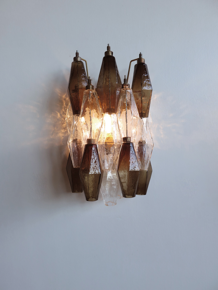 Handblown Murano glass — Poliedri Transparent/Smoked