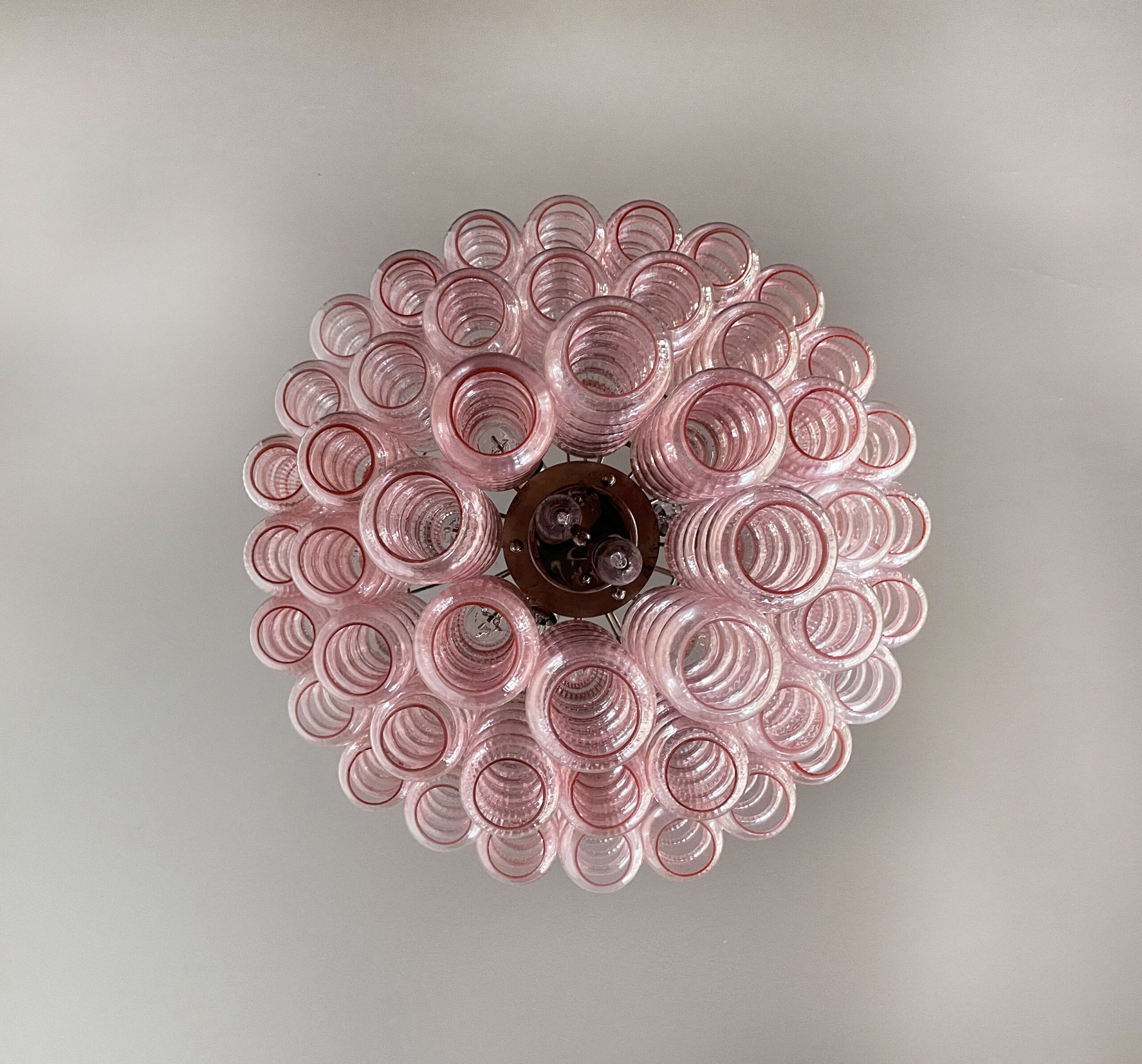 Pink Murano Tubular Chandelier – 48 Glass Prisms
