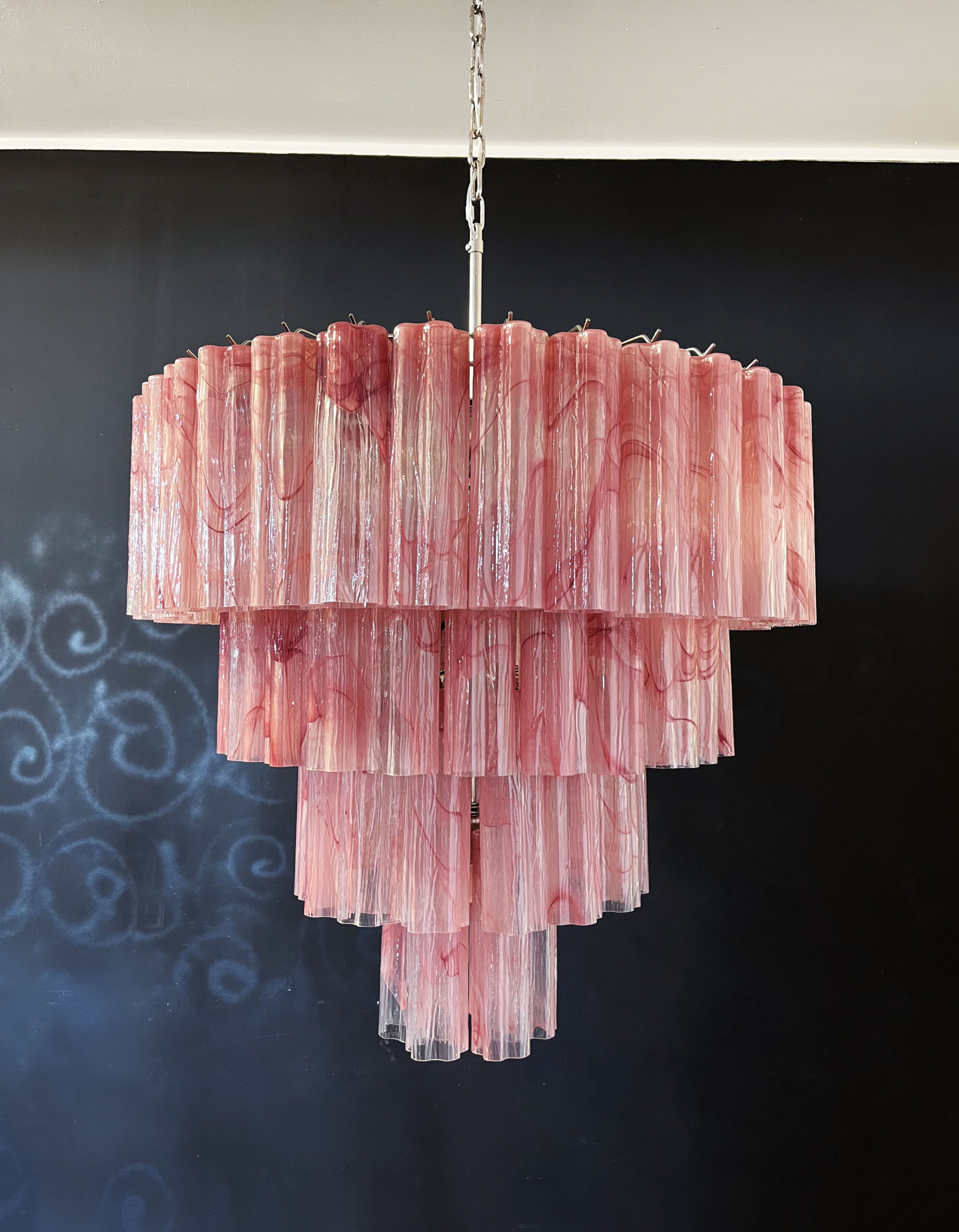 Handblown Murano glass — Alabaster Pink/Red