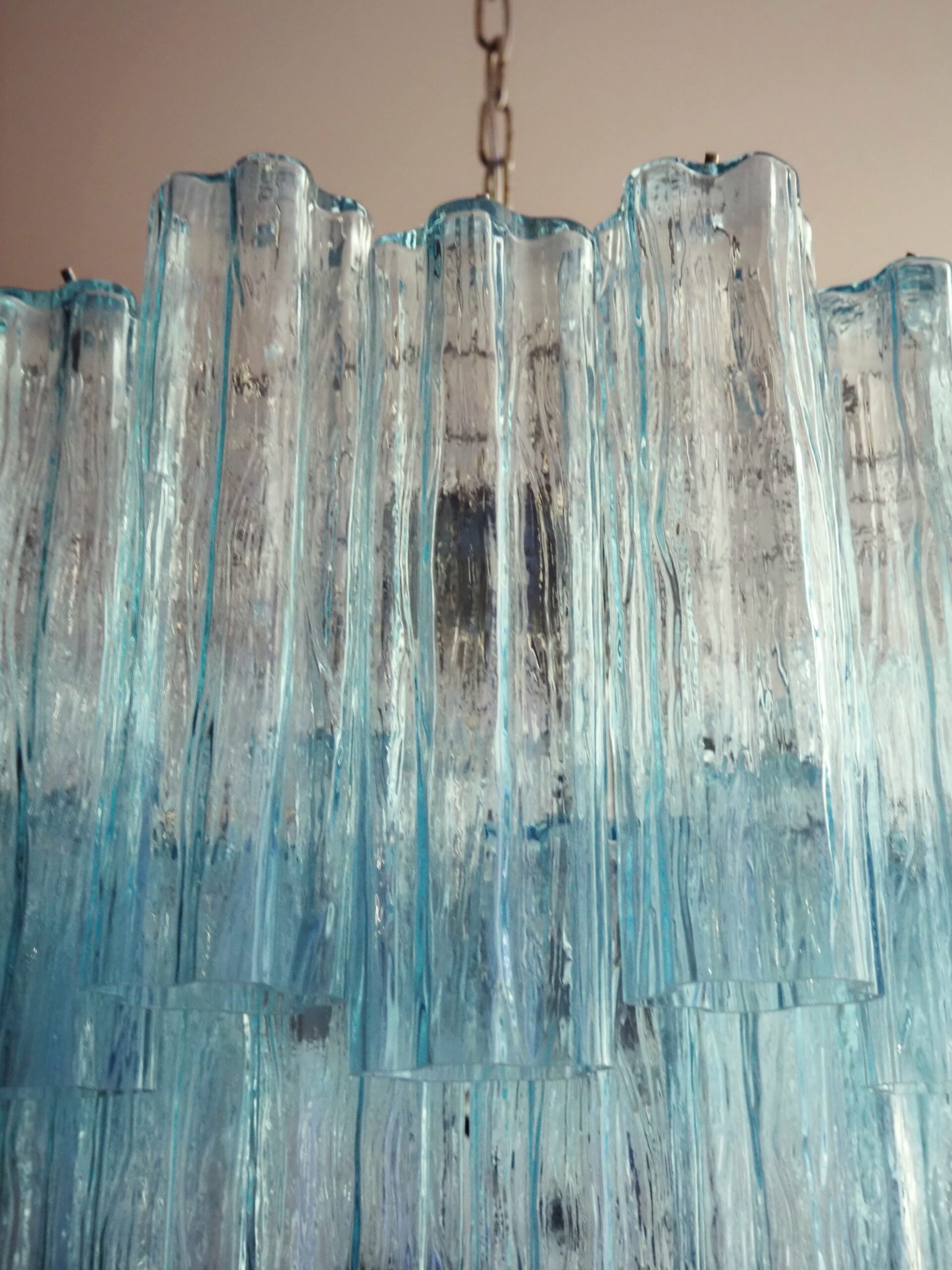 Handblown Murano glass — Tubular Blue