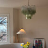 Green & Transparent Murano Tubular Chandelier – 36 Glass Prisms — handblown Murano glass, made in Italy