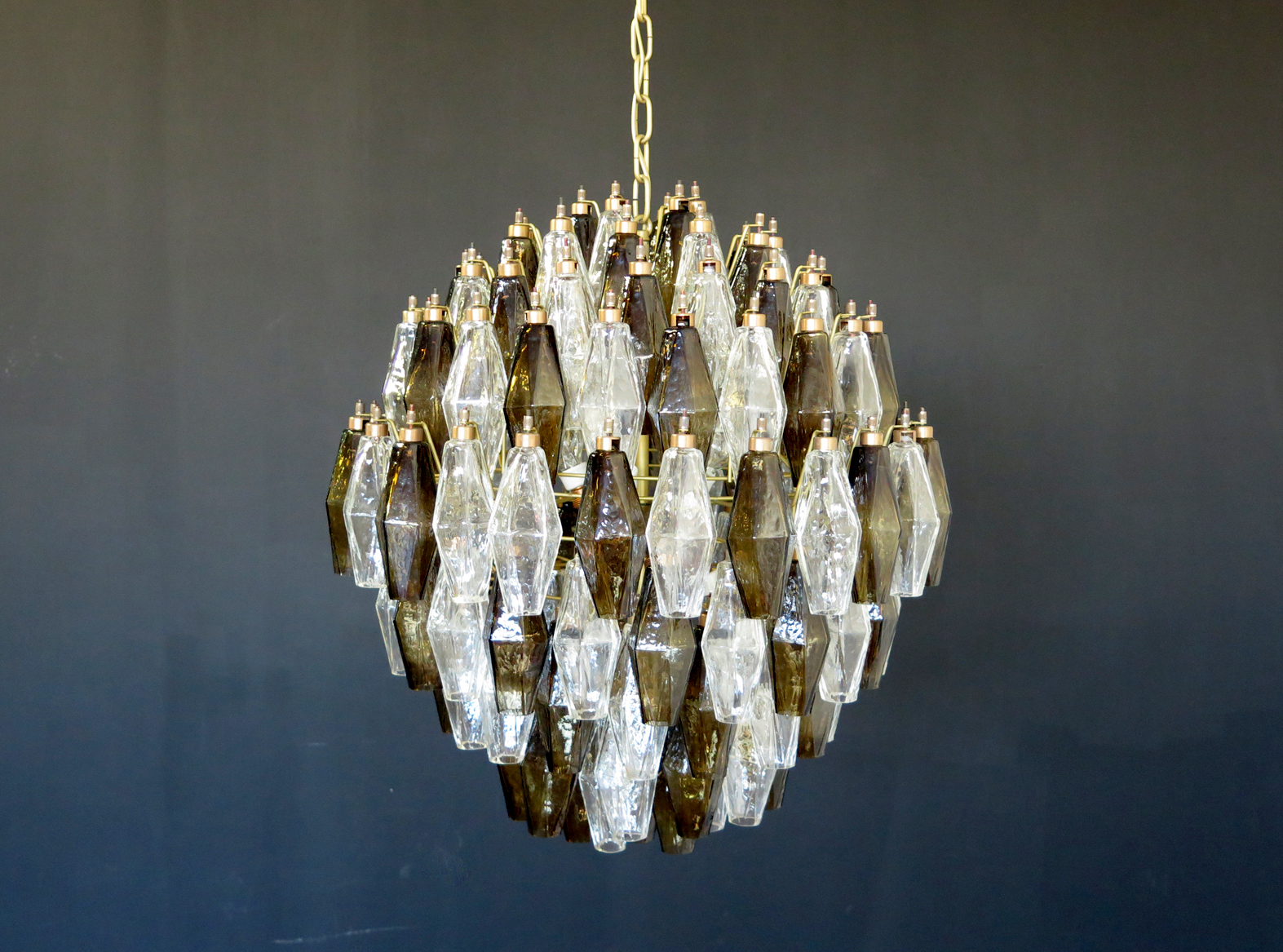 Handblown Murano glass — Poliedri Transparent/Smoked