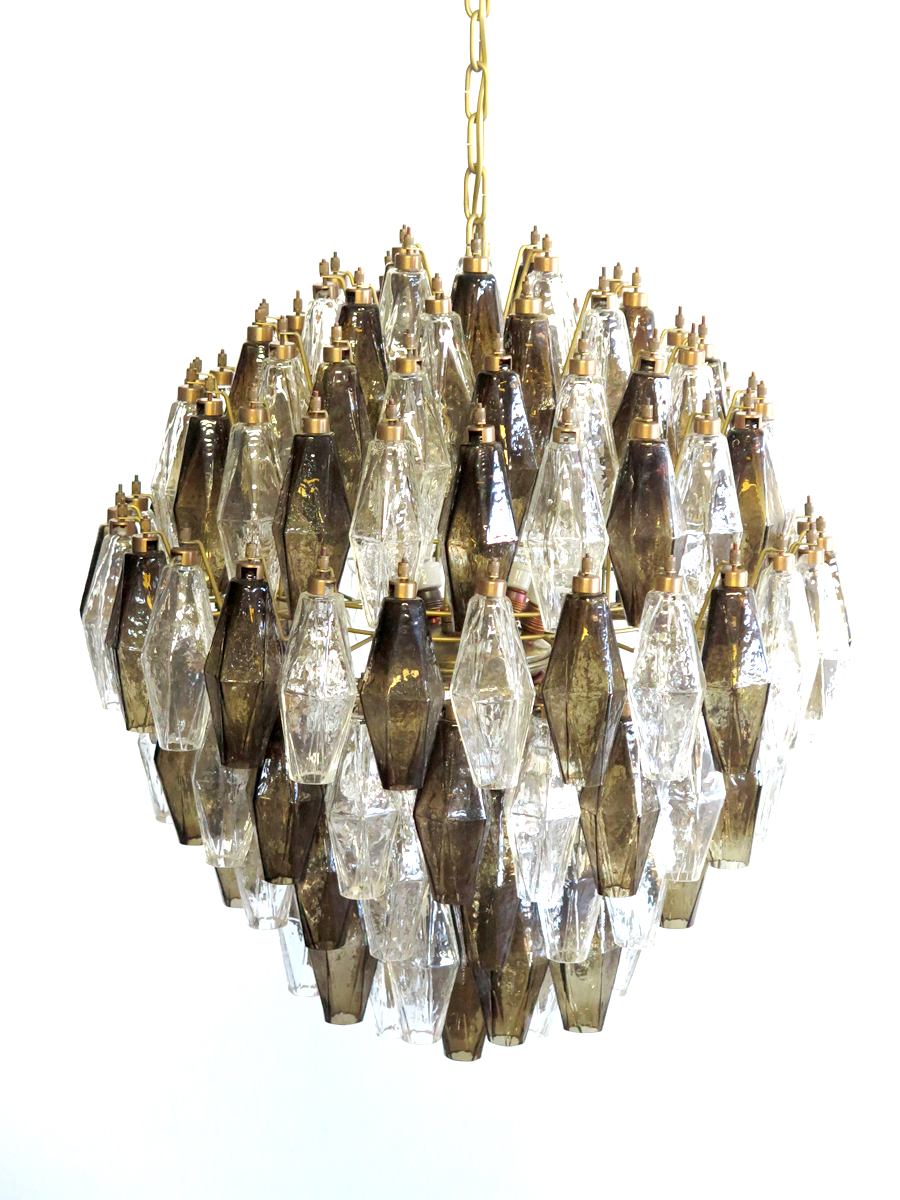 Handblown Murano glass — Poliedri Transparent/Smoked