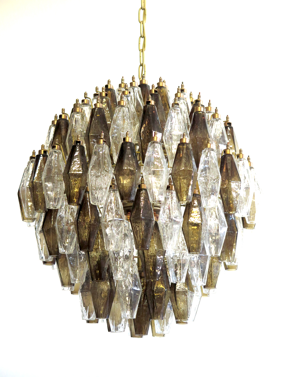 Handblown Murano glass — Poliedri Transparent/Smoked