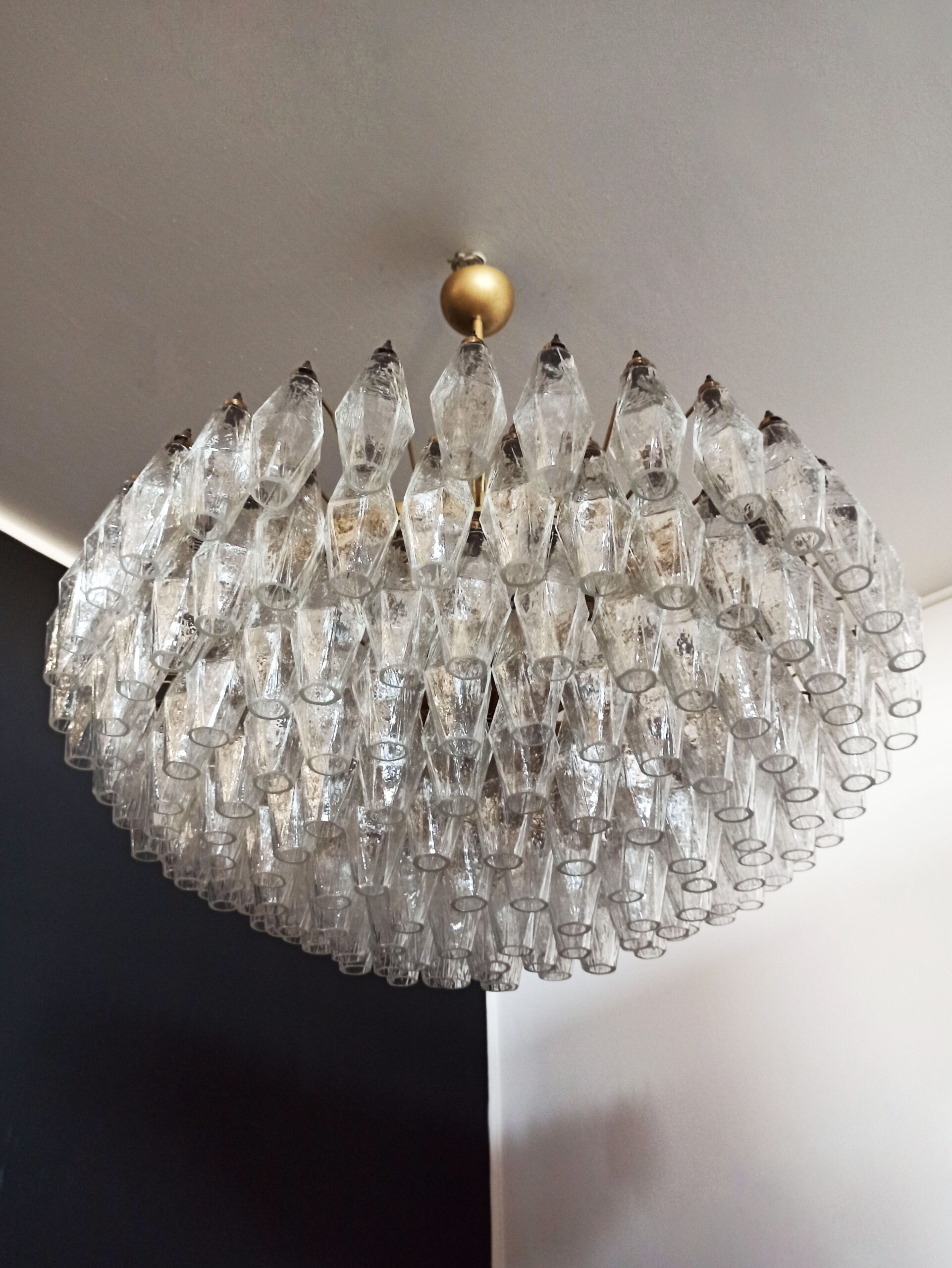 Transparent Murano Poliedri Chandelier – 185 Glasses