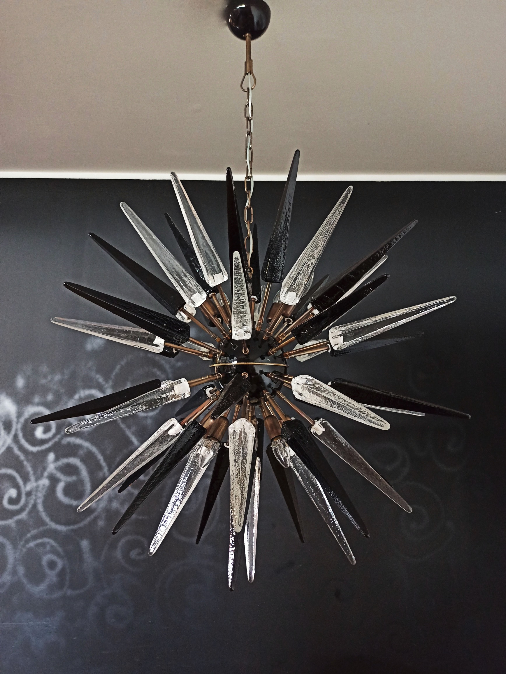 Handblown Murano glass — Sputnik Transparent/Black