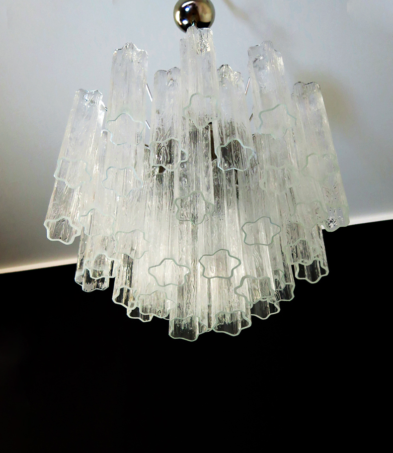 Transparent Murano Tubular Chandelier – 36 Glass Prisms