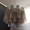 Smoked Murano Tubular Chandelier – 36 Glass Prisms