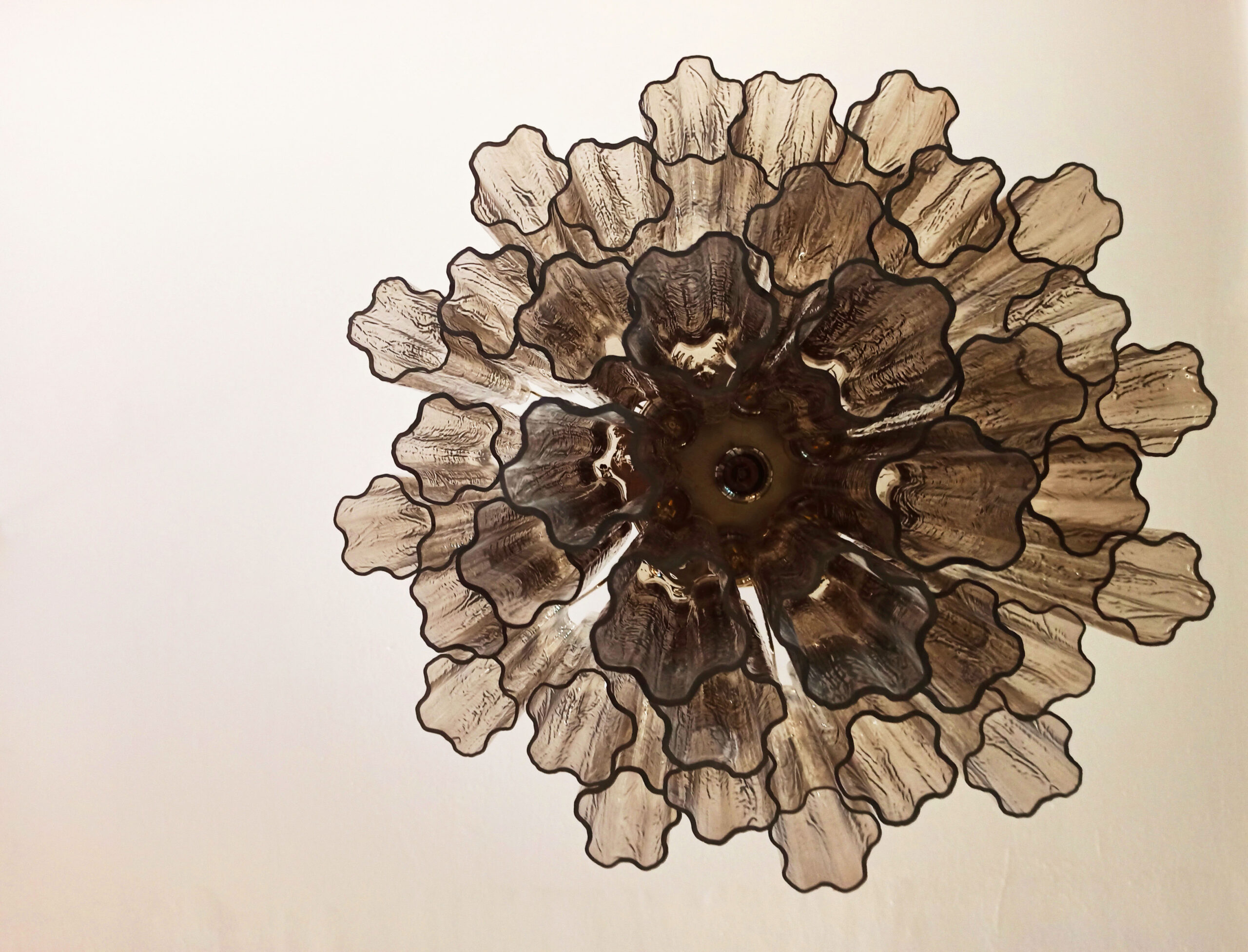 Smoked Murano Tubular Chandelier – 36 Glass Prisms