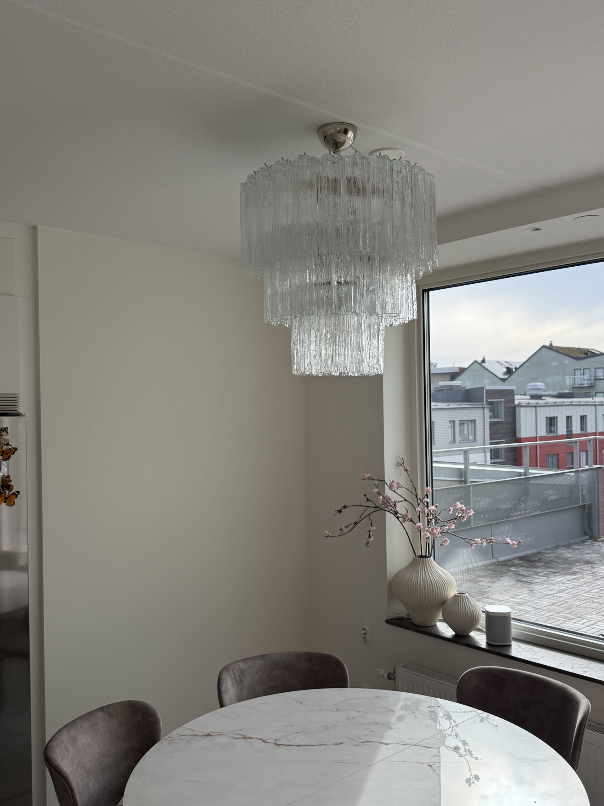 Transparent Murano Tubular Chandelier – 52 Glass Prisms — additional view