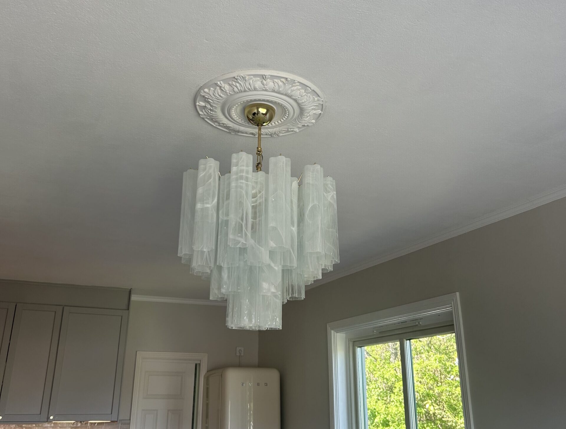 Handblown Murano Tubular Chandelier – 36 Glass Prisms — Murano glass