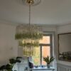 Two-Coloured Murano Tubular Chandelier – 48 Glass Prisms – Customize in handblown Italian glass
