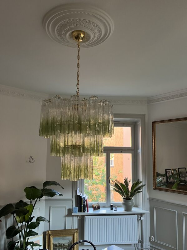 Two-Coloured Murano Tubular Chandelier – 48 Glass Prisms – Customize in handblown Italian glass