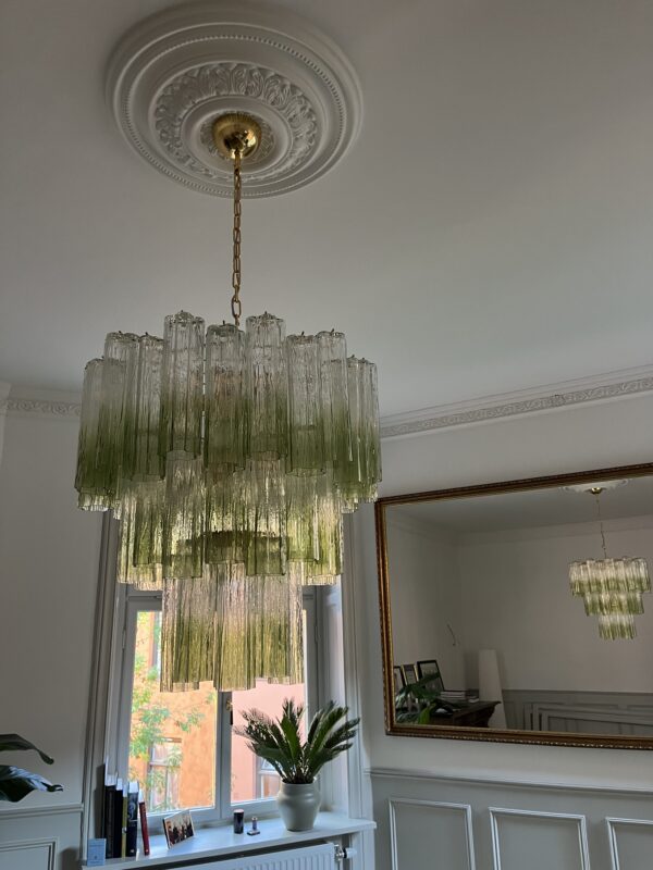 Two-Coloured Murano Tubular Chandelier – 48 Glass Prisms – Customize — additional view