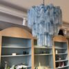Blue Alabaster Murano Tubular Chandelier – 48 Glass Prisms in handblown Italian glass