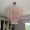 Pink Murano Tubular Chandelier – 36 Glass Prisms in handblown Italian glass