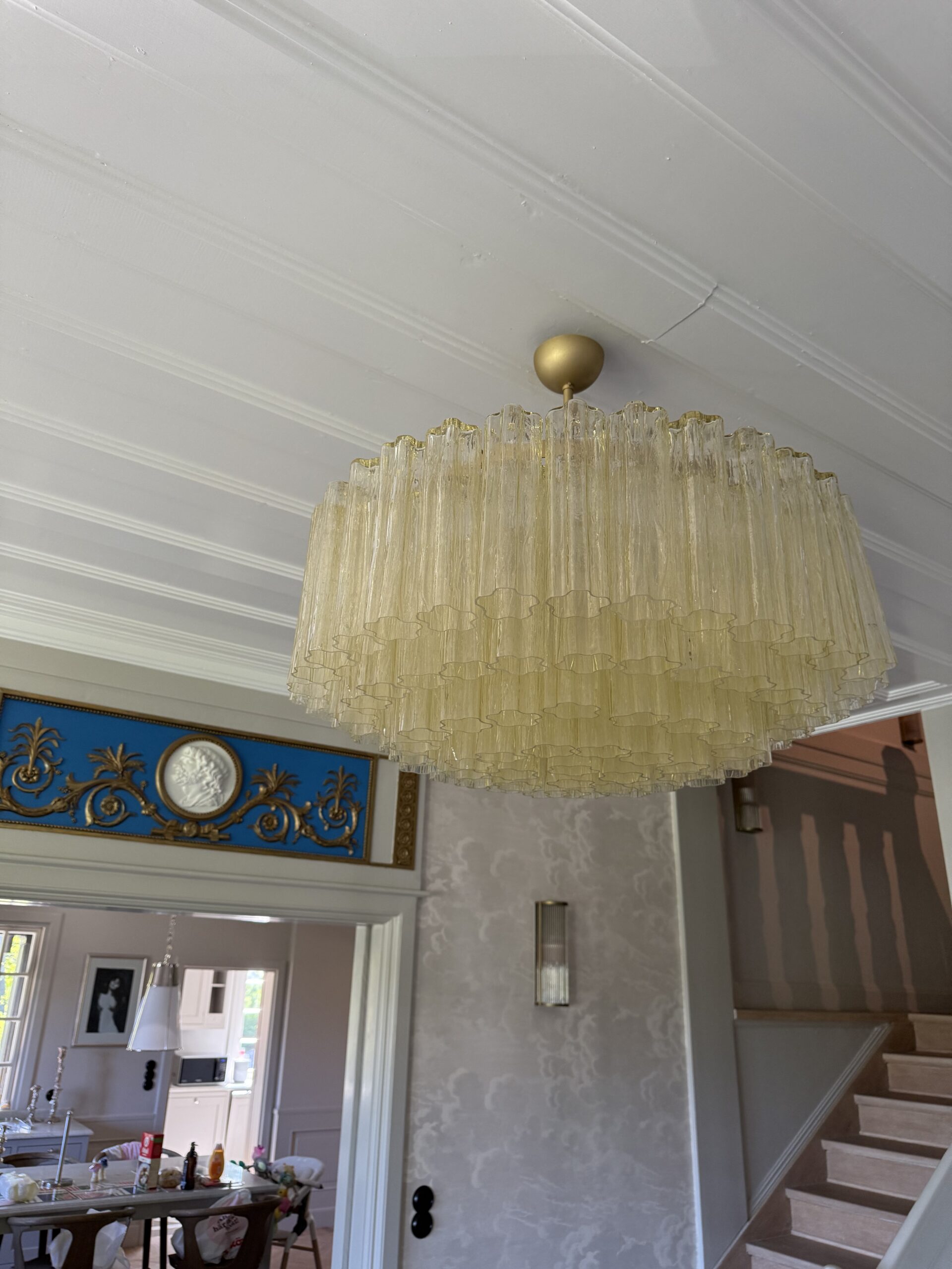 Honey Murano Tubular Chandelier – 101 Glass Prisms in handblown Italian glass
