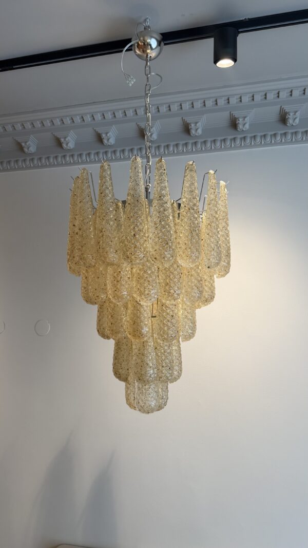 Amber Murano Drops Chandelier – 52 Glass Drops in handblown Italian glass