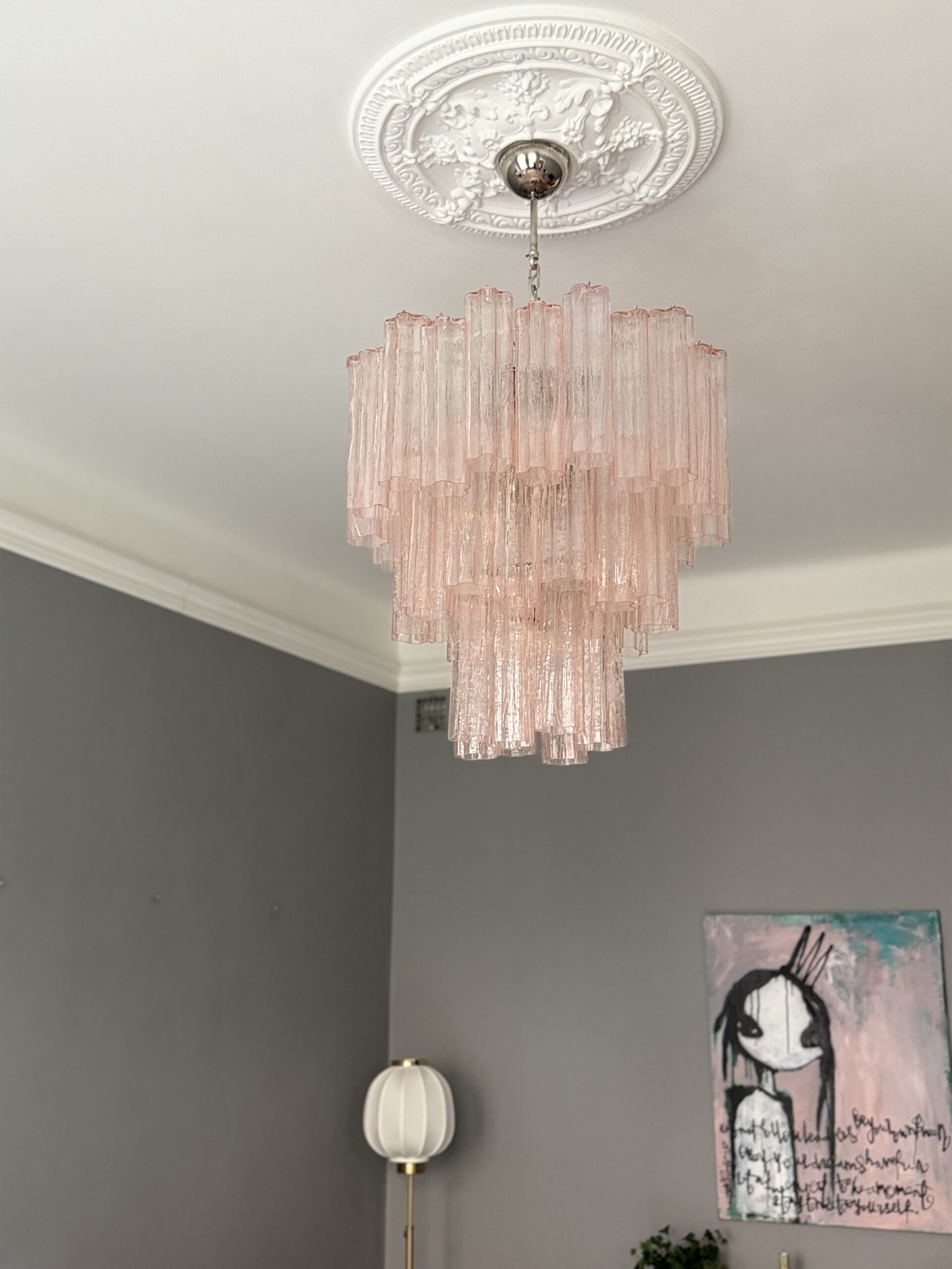 Pink Murano Tubular Chandelier – 48 Glass Prisms — additional view 2