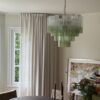 Green & Transparent Murano Tubular Chandelier – 36 Glass Prisms — additional view