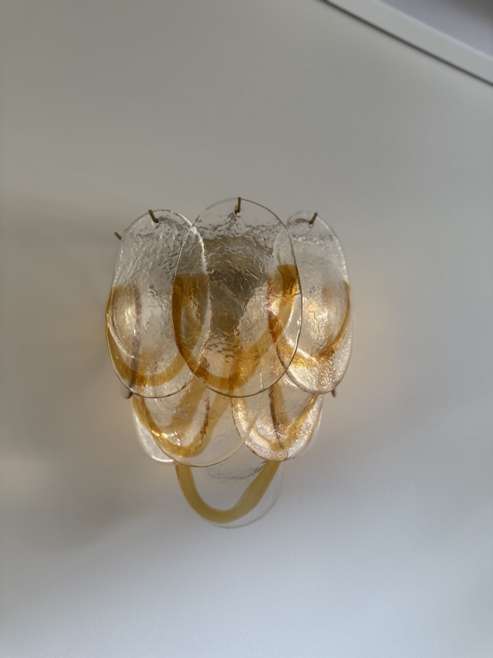Amber Murano Lattimo Wall Sconce – 10 Lattimo Glass – Set of 2 in handblown Italian glass