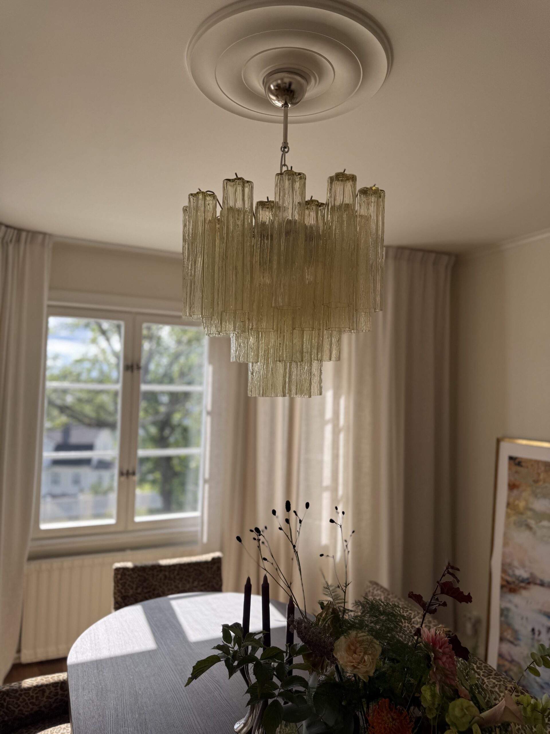 Honey Murano Tubular Chandelier – 36 Glass Prisms — additional view