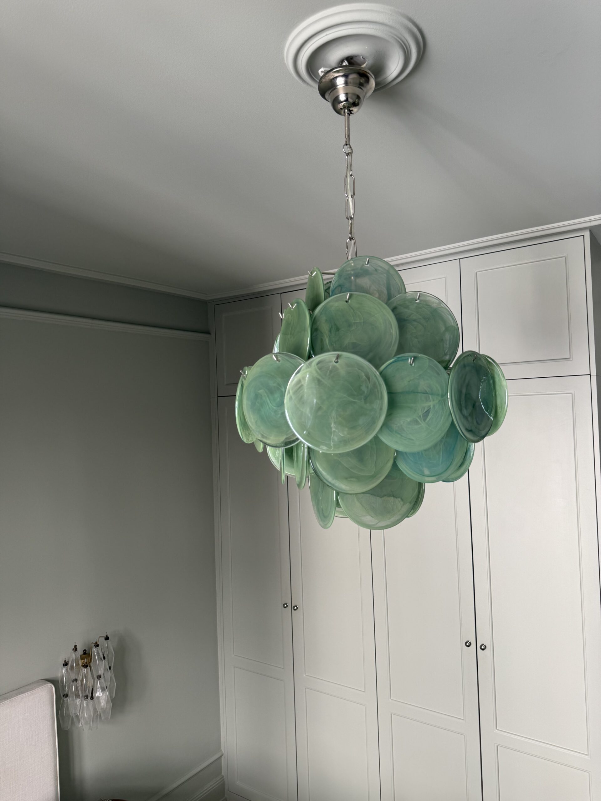 Green Murano Disks Chandelier – 36 Glass Discs — additional view 3