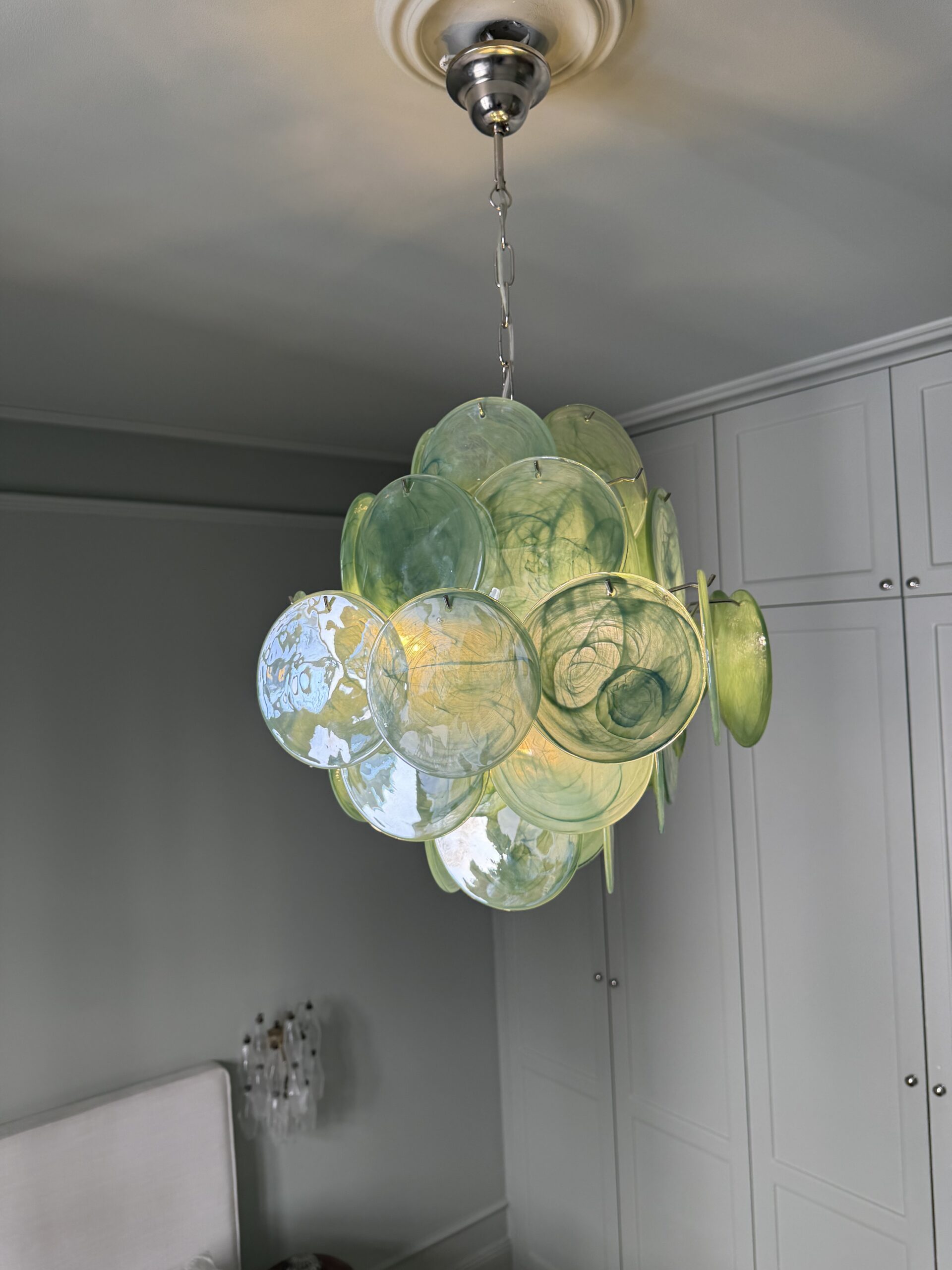 Green Murano Disks Chandelier – 36 Glass Discs — additional view 2