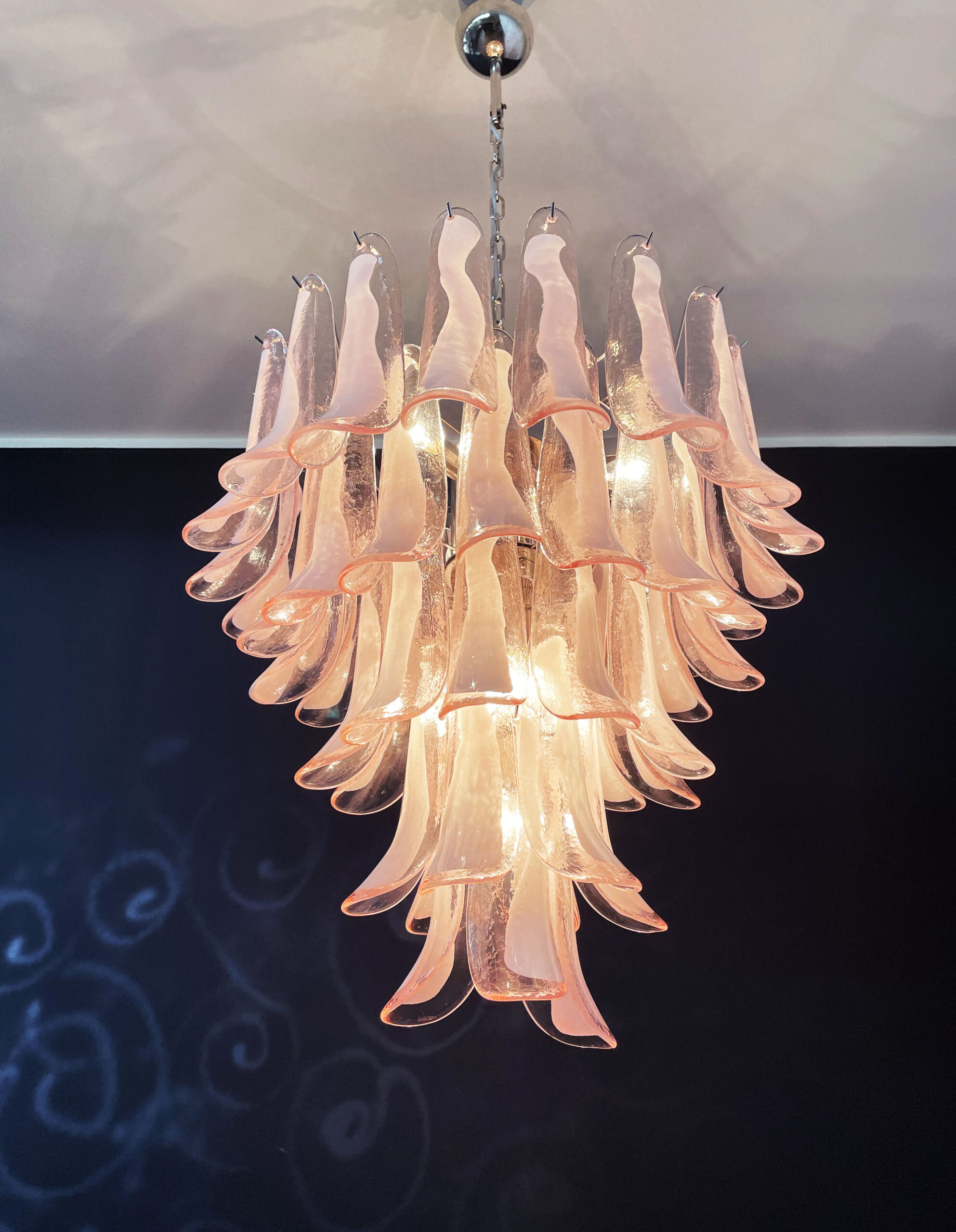 Pink Murano Petal Chandelier – 52 Glass Petals