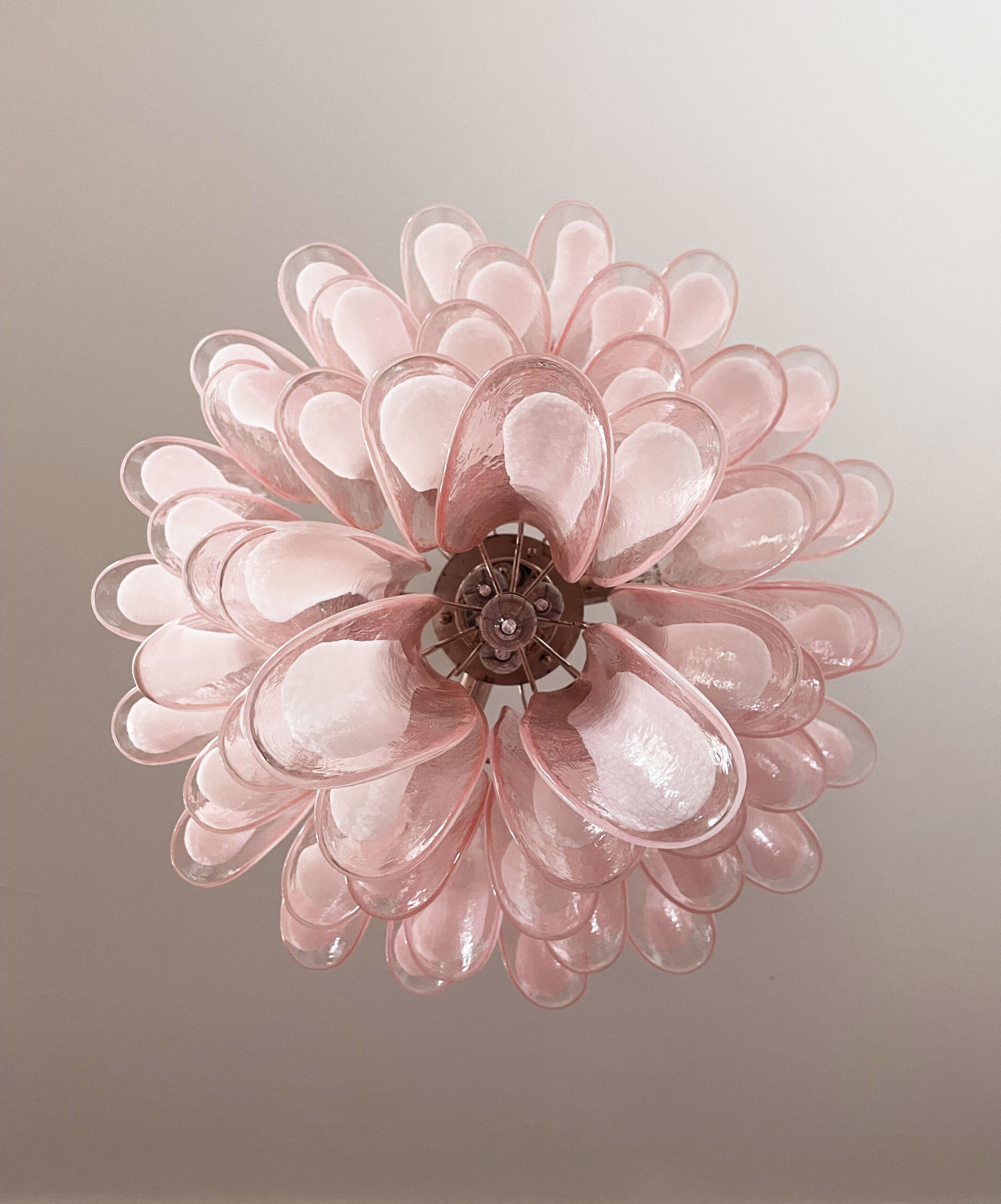 Pink Murano Petal Chandelier – 52 Glass Petals
