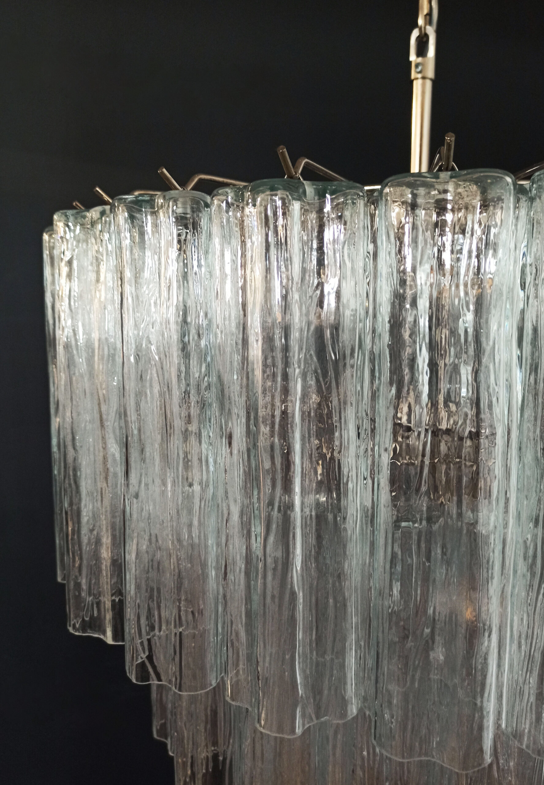 Transparent Murano Tubular Chandelier – 52 Glass Prisms