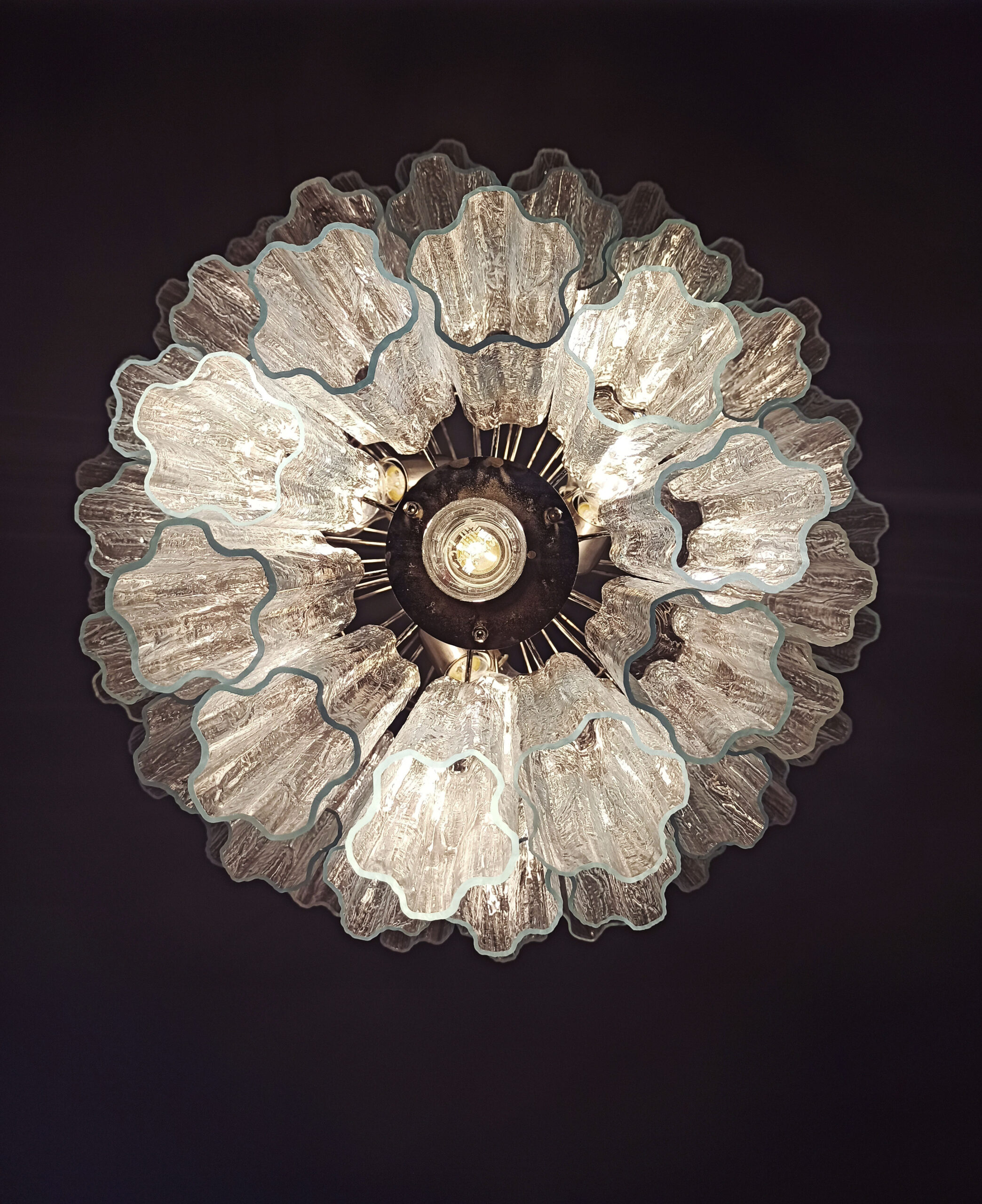 Transparent Murano Tubular Chandelier – 52 Glass Prisms