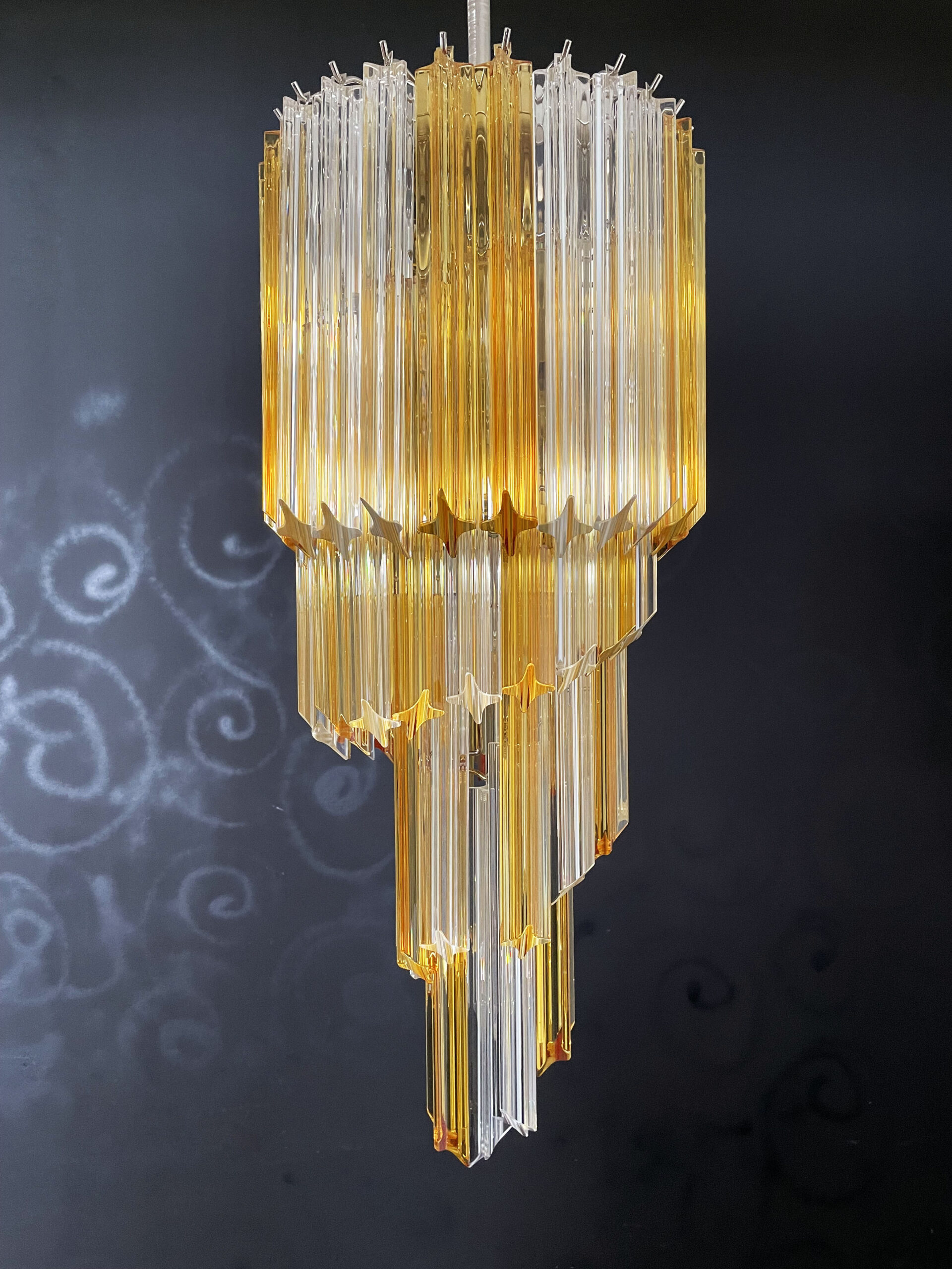 Handblown Murano glass — Quadriedri Transparent/Amber