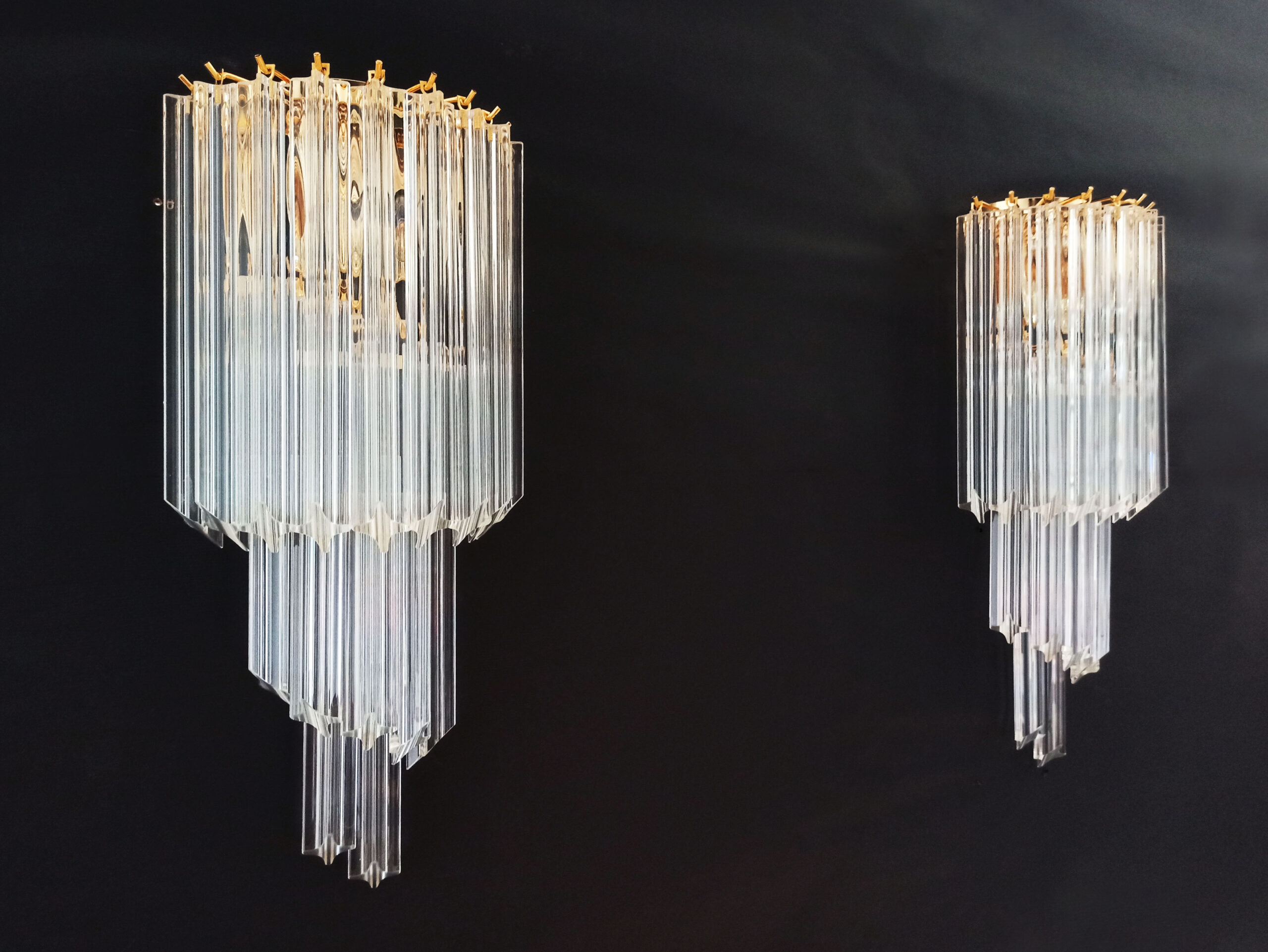 Handblown Murano glass — Quadriedri Transparent/Gold