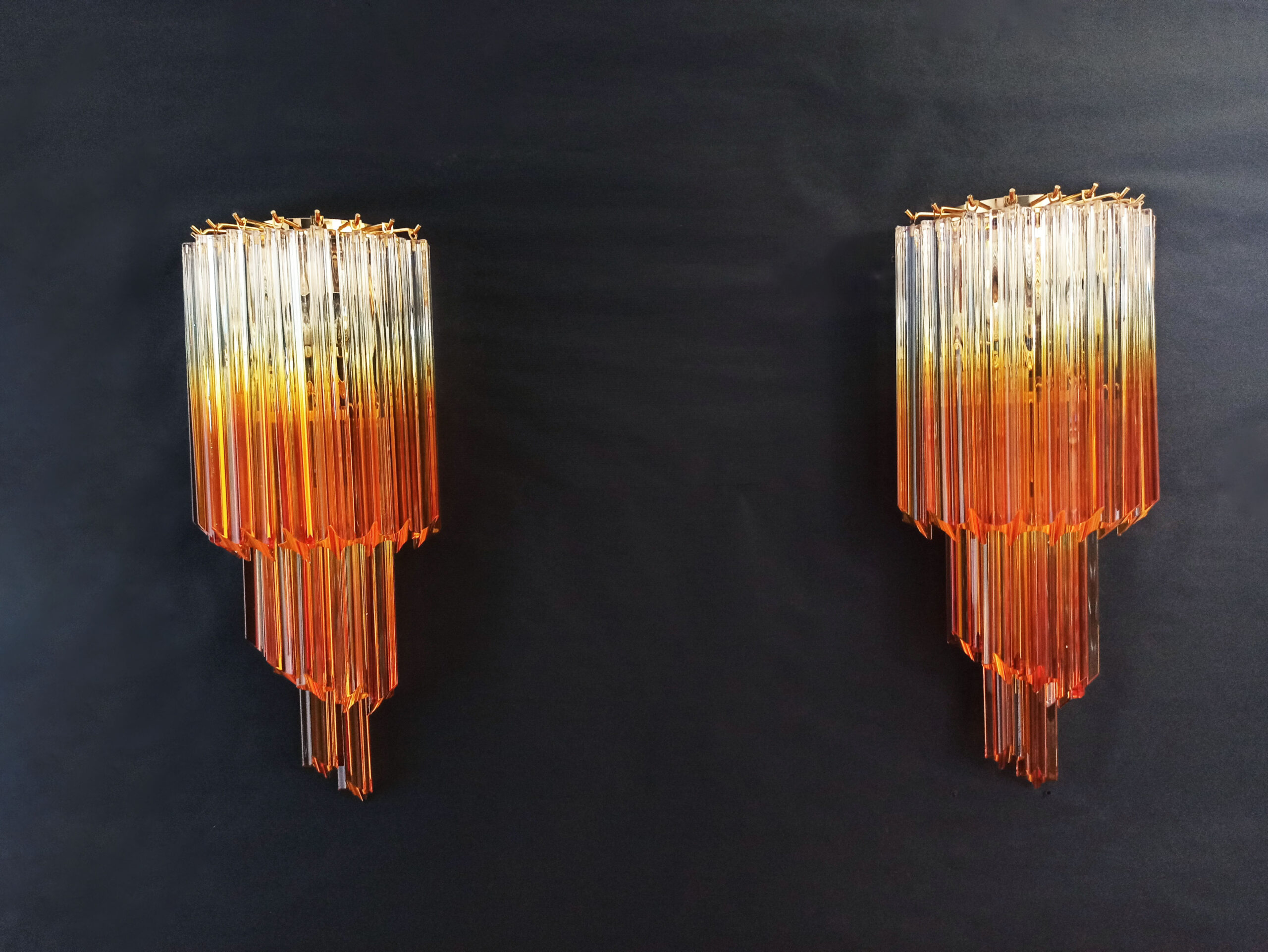 Handblown Murano glass — Quadriedri Transparent/Amber