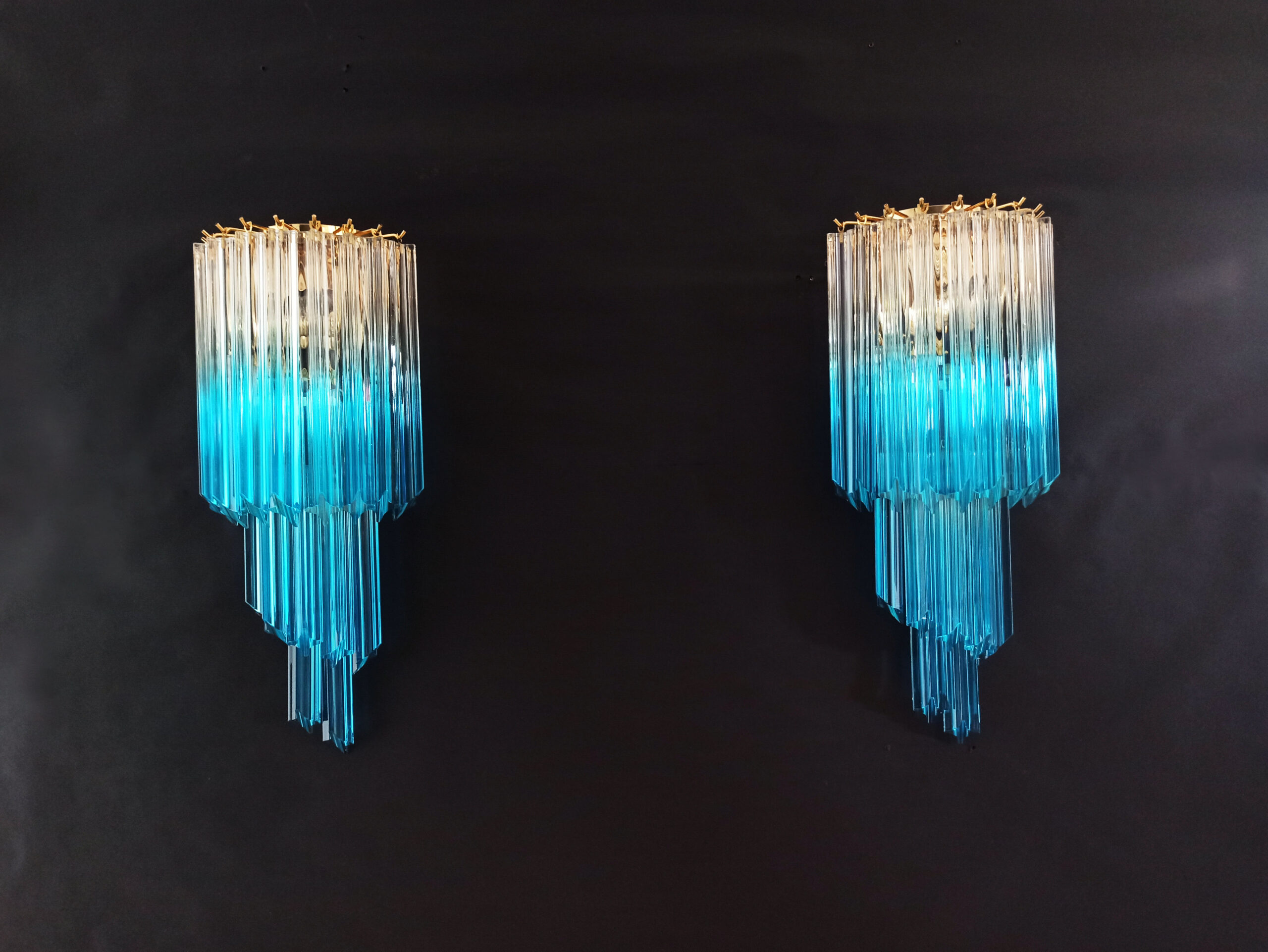 Handblown Murano glass — Quadriedri Transparent/Blue
