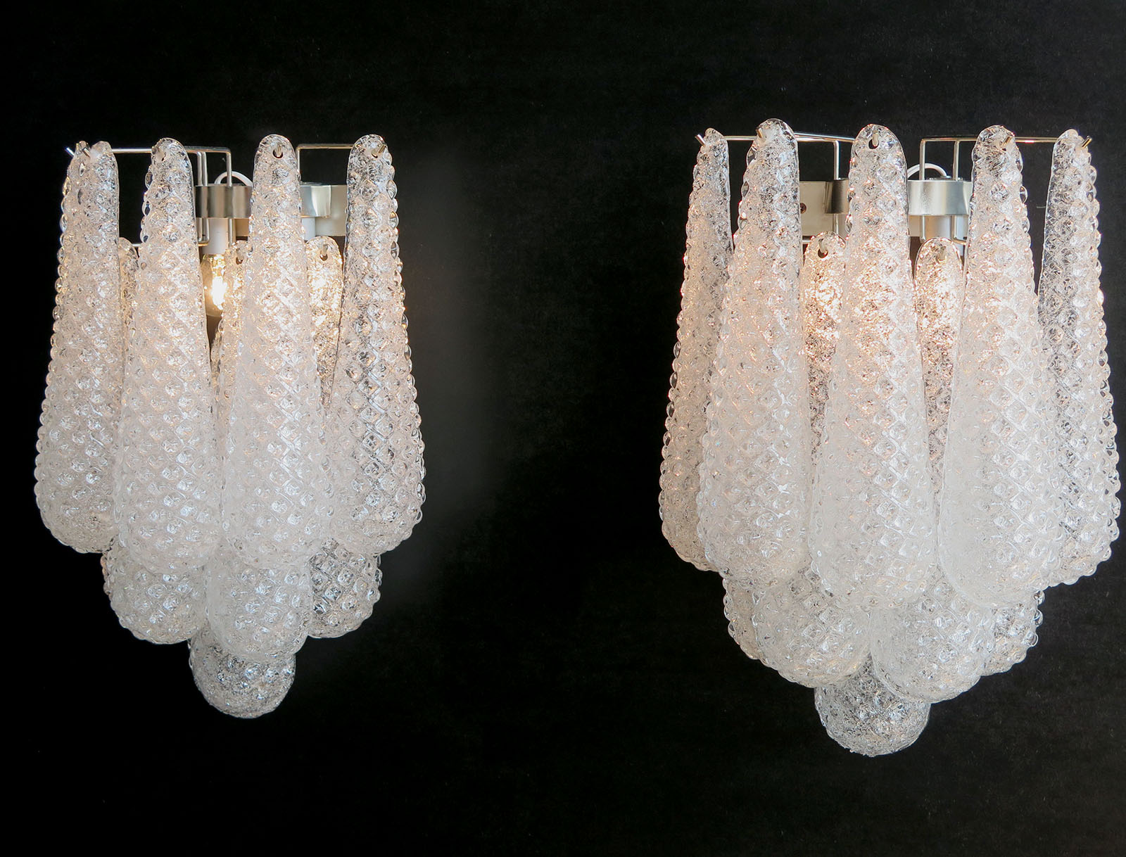Transparent Murano Drops Wall Sconce – 10 Glass Drops – Set of 2
