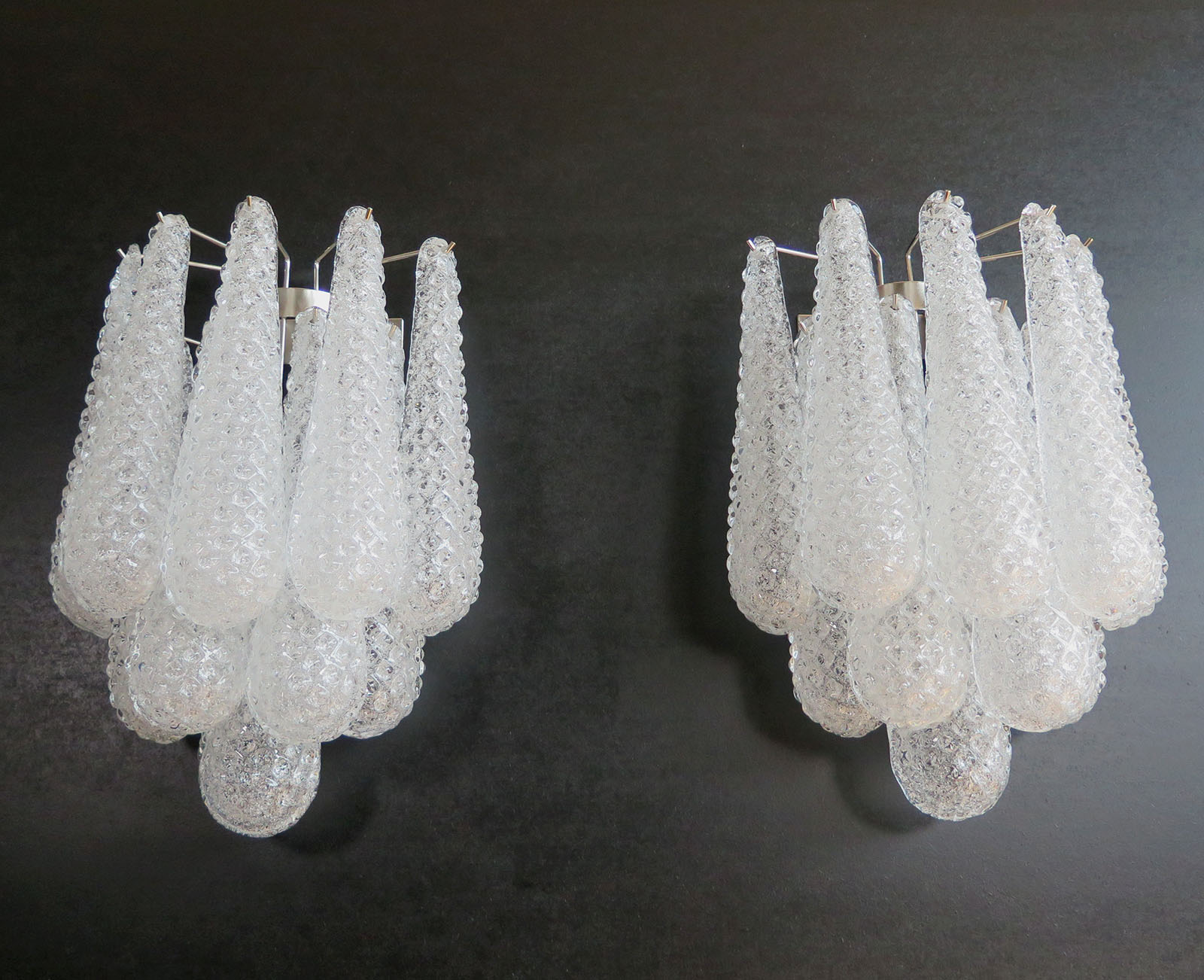 Transparent Murano Drops Wall Sconce – 10 Glass Drops – Set of 2