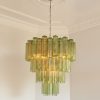 Handblown Amber & Green Murano Tiered Chandelier – 80 Glasses
