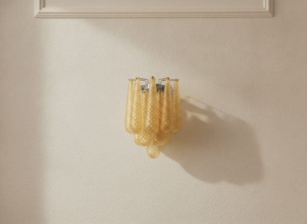 Handblown Amber Murano Drops Wall Sconces – 10 Glass Drops – Set of 2