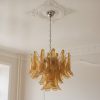 Handblown Amber Murano Petal Chandelier – 36 Glass Petals